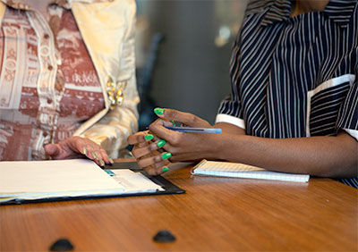 Two people having a consulation